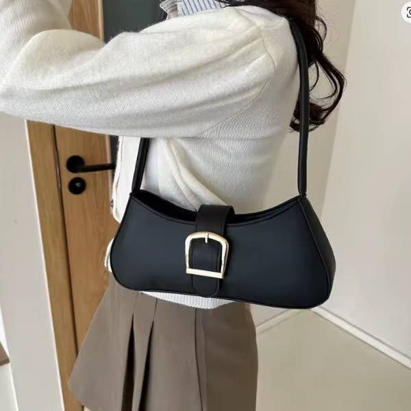 Shoulder Handbag Clutch Purse Faux Leather Bag | Black or Tan