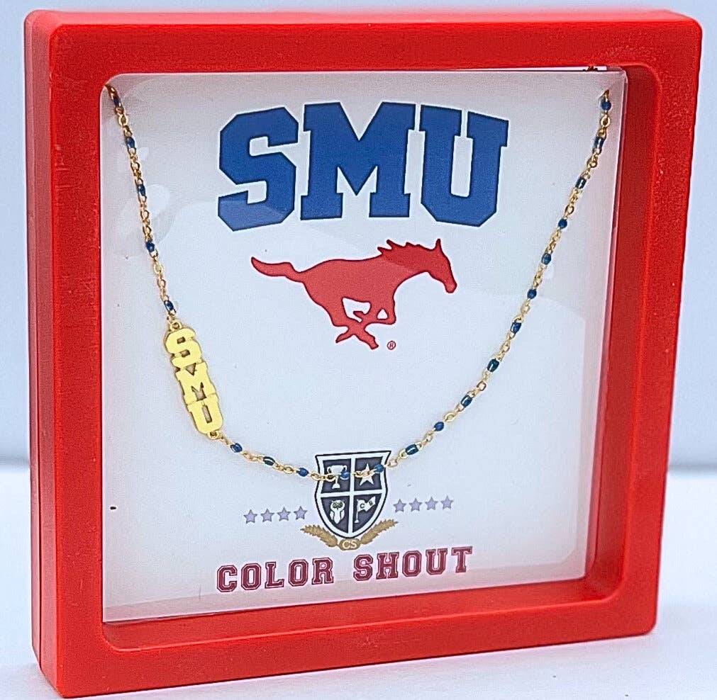 The College Logo Necklace: Side Set Logo on Enamel Bead Necklace: TCU