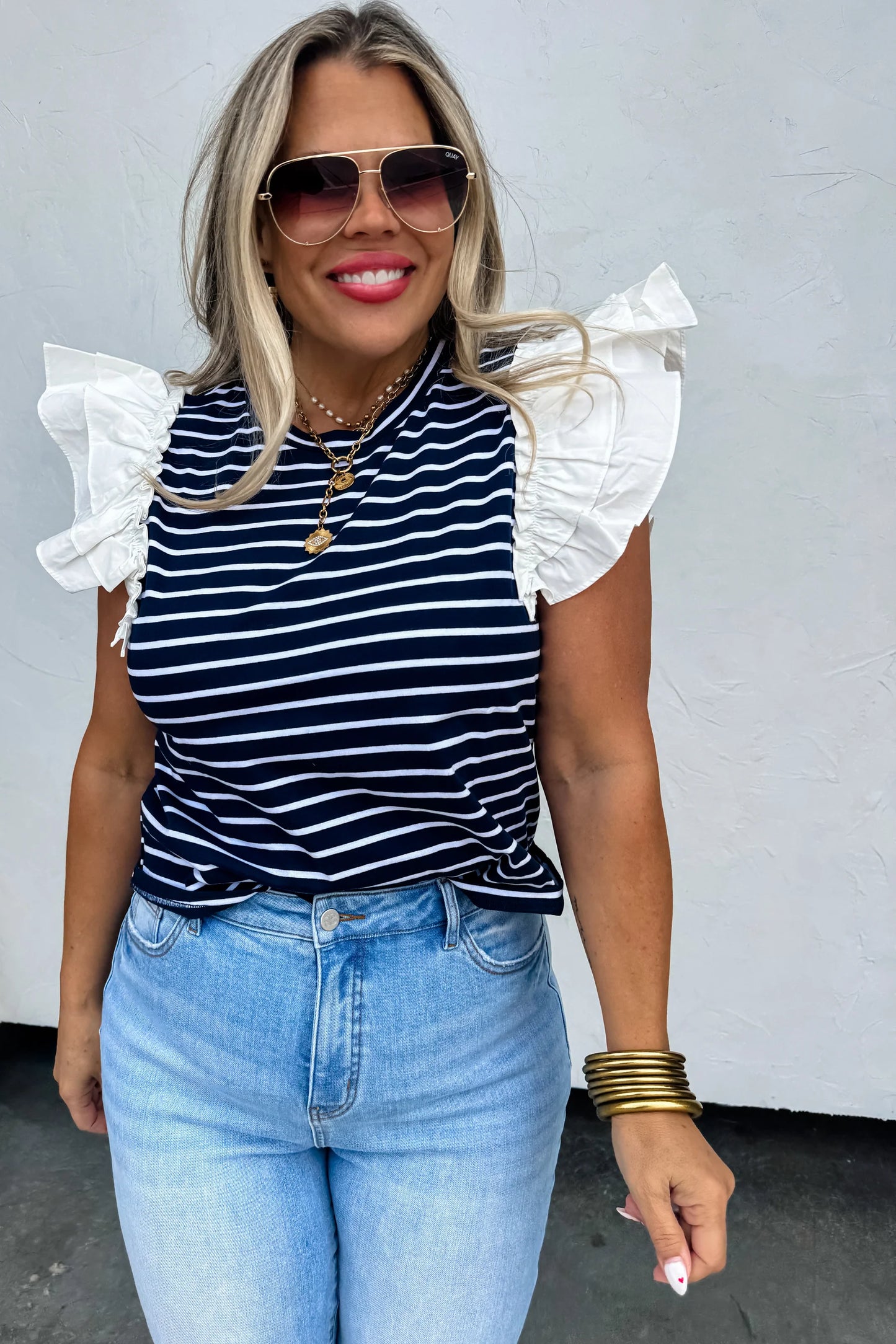 Erin Stripe Top - Navy