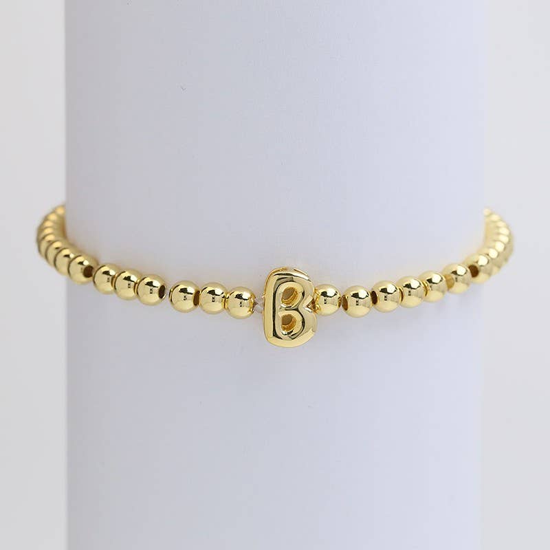 INITIAL MONOGRAM BUBBLE STRETCH BEAD BRACELET  - B