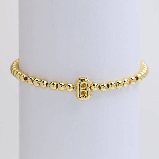 INITIAL MONOGRAM BUBBLE STRETCH BEAD BRACELET  - B