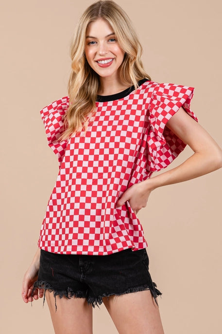 Game Day Checker Flutter Puff-GracieJeanBoutique