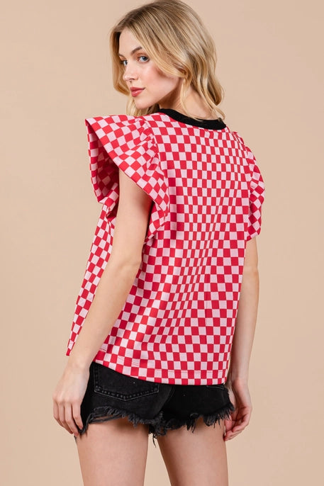 Game Day Checker Flutter Puff-GracieJeanBoutique