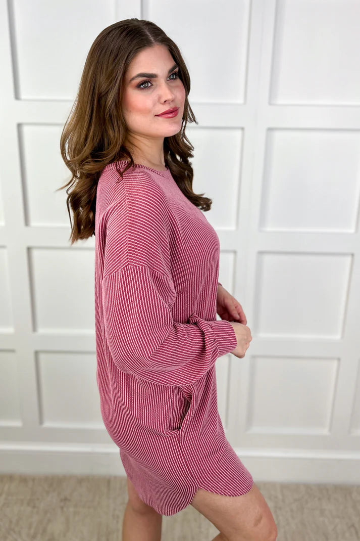 Hollis Ribbed Dress - Mauve-GracieJeanBoutique