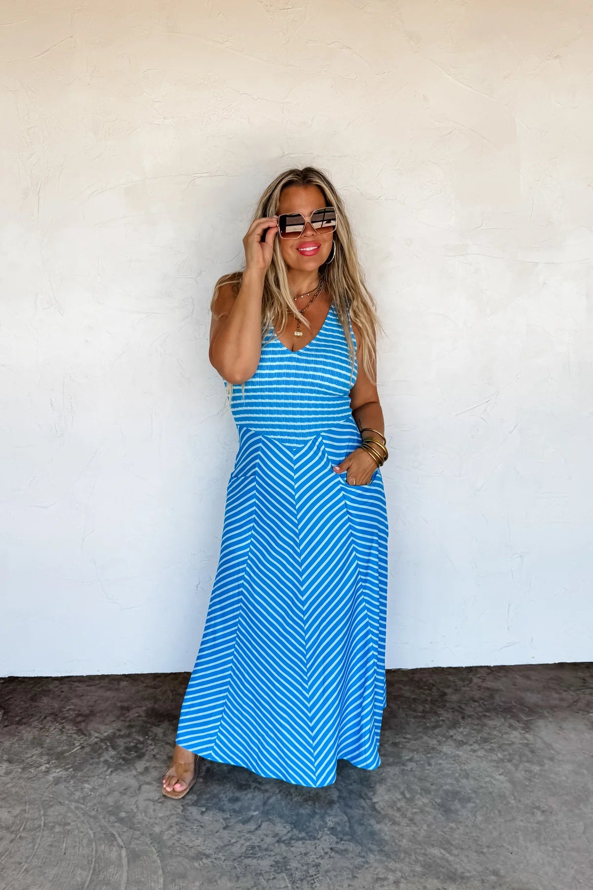 LUCIANA STRIPE DRESS - Green