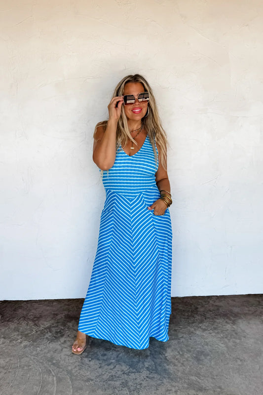 Luciana Striped Dress - Blue