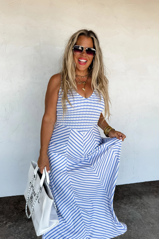 Luciana Striped Dress - White