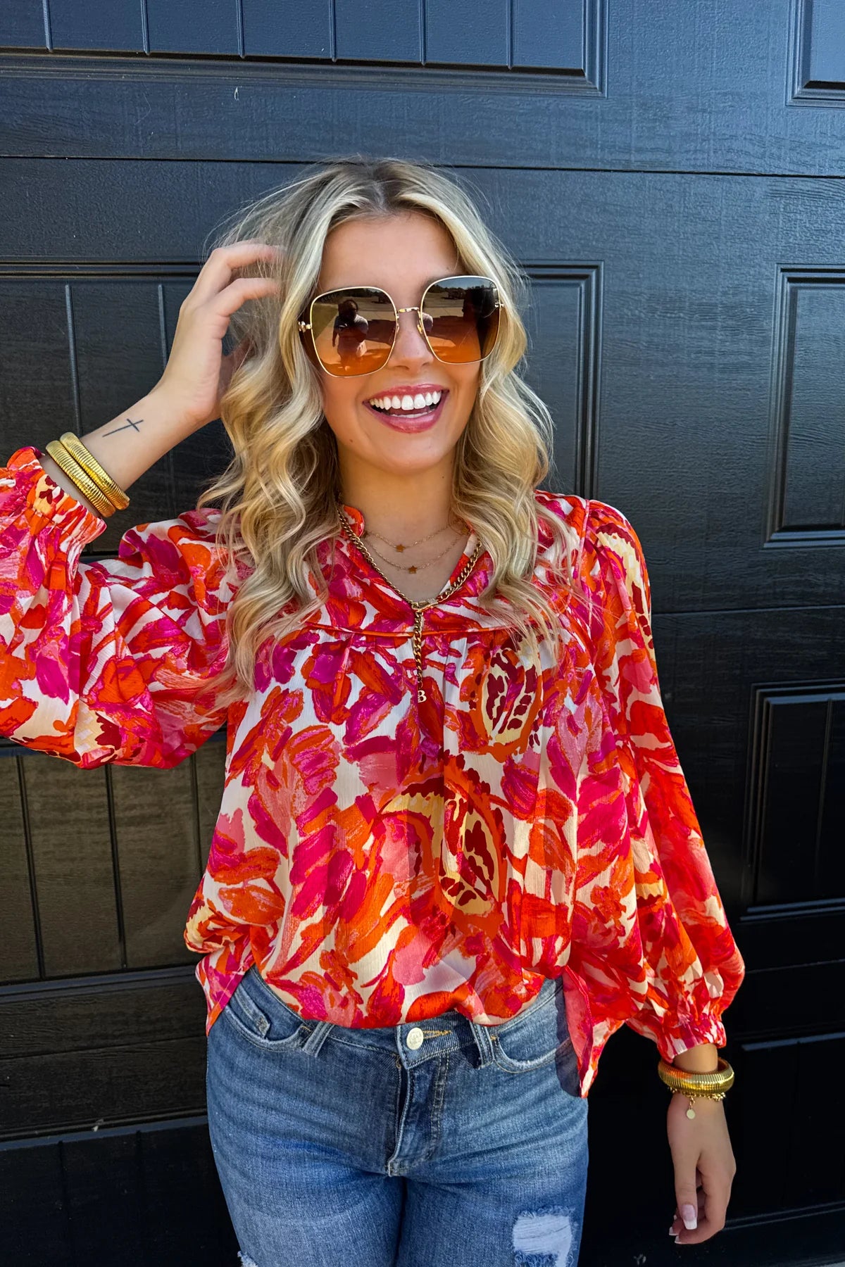 Fall Floral Top-GracieJeanBoutique