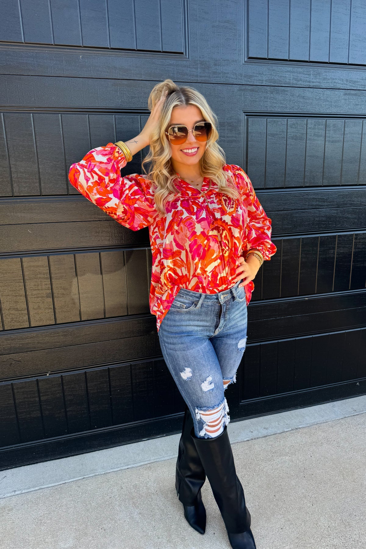 Fall Floral Top-GracieJeanBoutique