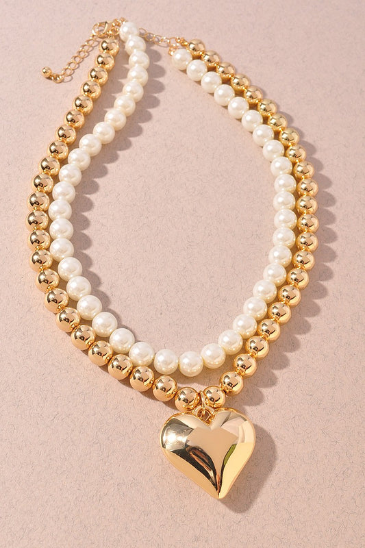 Pearl & gold Heart Necklace