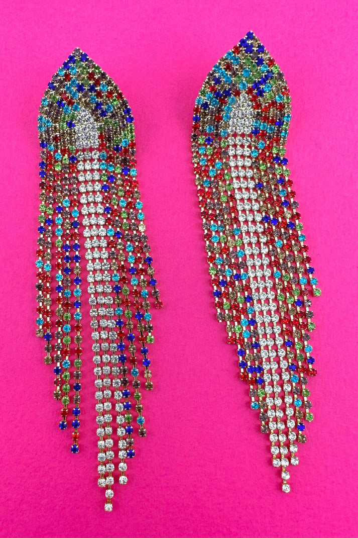 Queen of Gems Rhinestone Earrings-GracieJeanBoutique