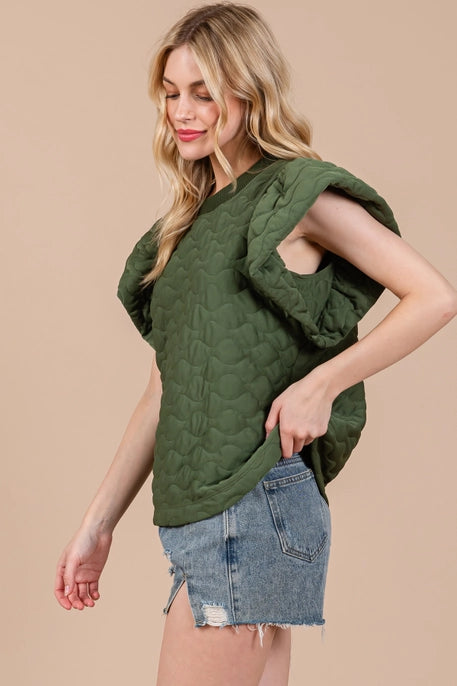 Quilted Ruffle Sleeve Top-GracieJeanBoutique