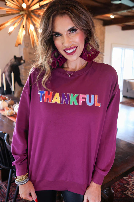 Thankful Sequin Sweatshirt-GracieJeanBoutique