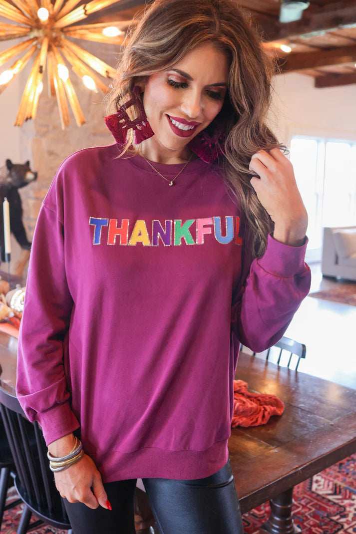 Thankful Sequin Sweatshirt-GracieJeanBoutique