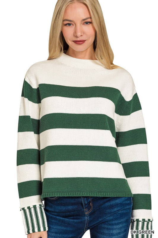 Striped Sweater - Dark Green